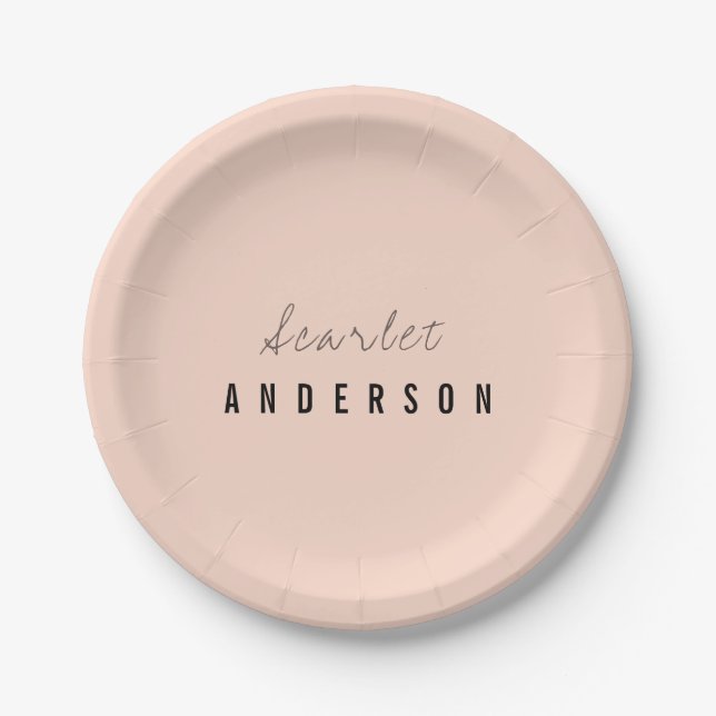 Modern elegant simple pastel  paper plate (Front)