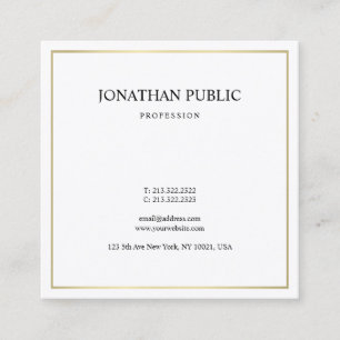 Modern Elegant Simple Plain Gold Look Professional Square Business Card