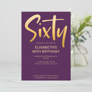 Modern Elegant Simple Purple 60th Birthday Party Invitation