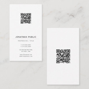 Modern Elegant Simple QR Code Template Vertical Business Card