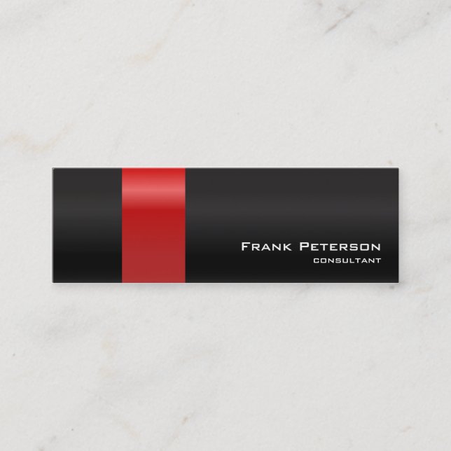 Modern Elegant Simple Red Black Consultant Mini Business Card (Front)