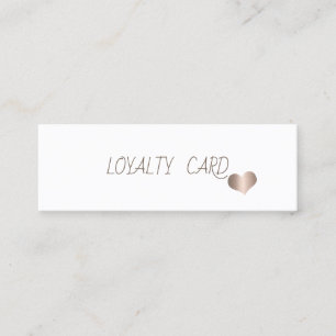 Modern Elegant Simple Rose Gold Hearts, White Loyalty Card
