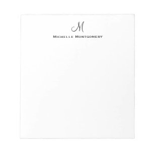 Modern Elegant Simple Script Monogram Initial Notepad