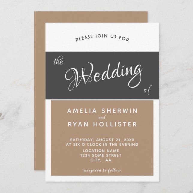 Modern Elegant Simple Script Wedding Invitation (Front/Back)