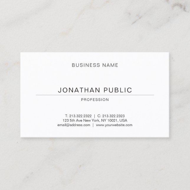 Modern Elegant Simple Template Minimalist Design Business Card (Front)
