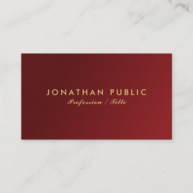 Modern Elegant Simple Template Your Custom Text Business Card (Front)