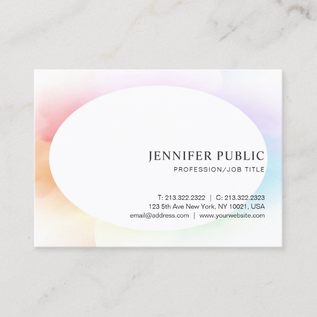 Modern Elegant Simple Trendy Colourful Template Business Card (Front)