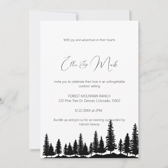 Modern Elegant Simple Trendy Mountain  Wedding  Invitation (Front)