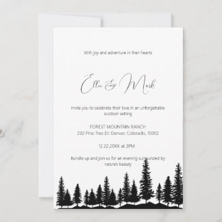 Modern Elegant Simple Trendy Mountain  Wedding  Invitation