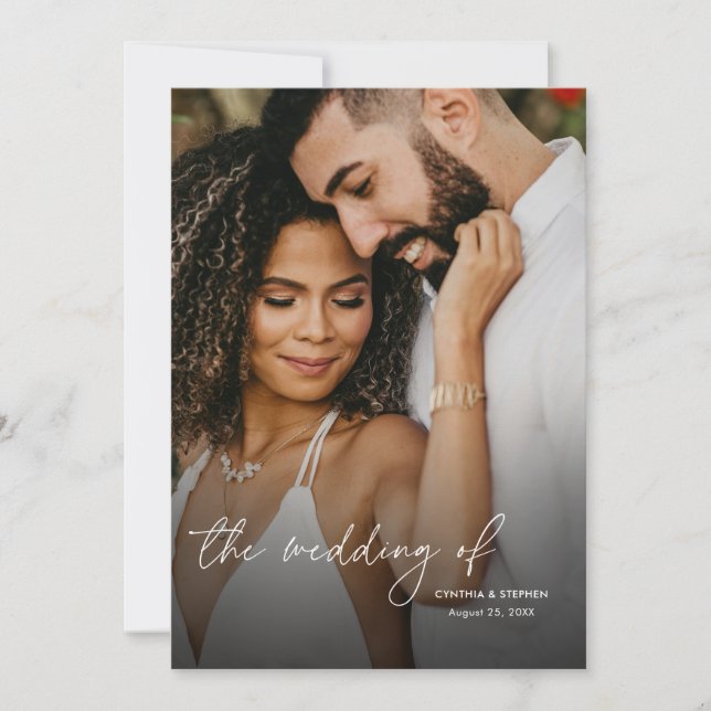 Modern Elegant Simple Vertical 2 Photos Wedding Invitation (Front)