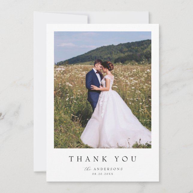 Modern Elegant Simple Wedding Thank You Card (Front)
