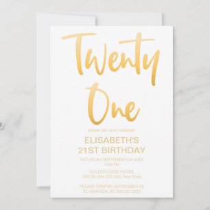 Modern Elegant Simple White 21 Birthday Party Invitation