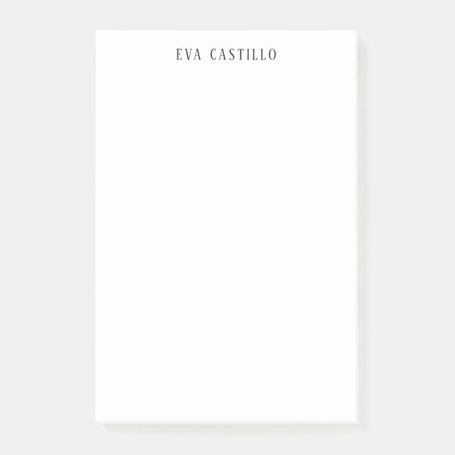 Modern Elegant Simple White Professional Own Name Post-it Notes (Front)