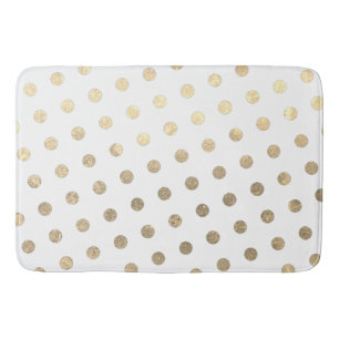   Modern Elegant Simple White Rose Gold Polka Dots Bath Mat