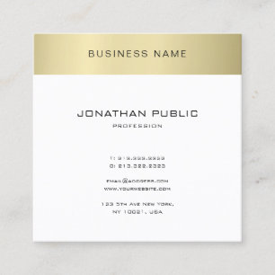 Modern Elegant Sleek Design Gold Look Plain Trendy Square Business Card