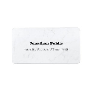 Modern Elegant Sleek White Marble Plain Address Label