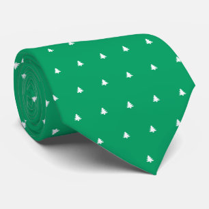 Modern Elegant Small Christmas Trees Pattern Green Tie