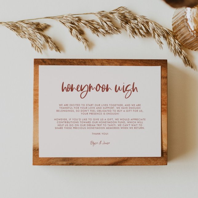 Modern elegant snow pink Honeymoon wish Enclosure Card (Creator Uploaded)