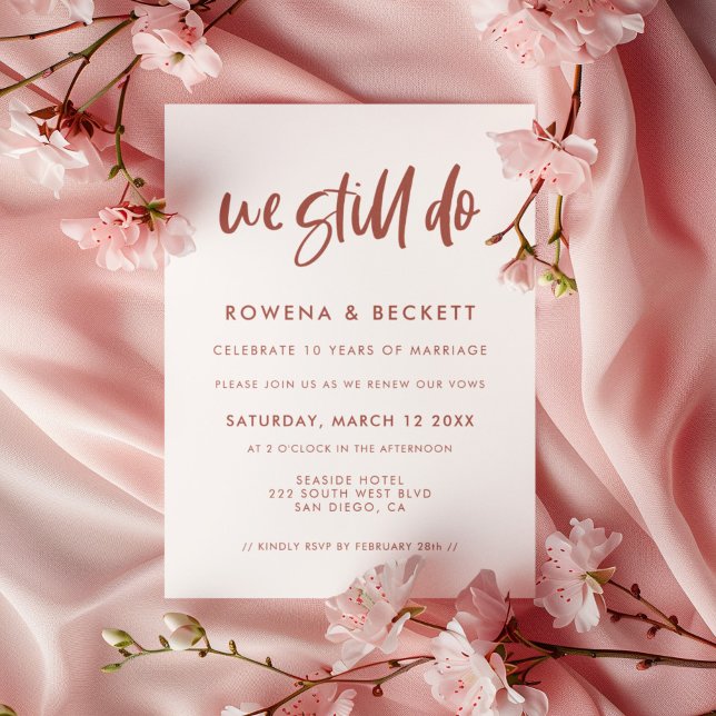 Modern elegant snow pink We still do Vow renewa Invitation (Creator Uploaded)