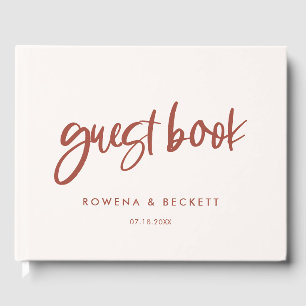 Modern elegant snow pink wedding guest book