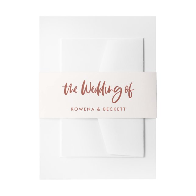 Modern elegant snow pink wedding invitation belly band (Front Example)