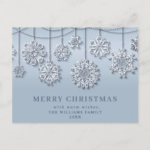 Modern Elegant Snowflake Christmas Greeting Holiday Postcard