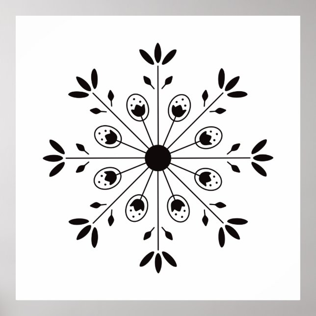 Modern Elegant Snowflake Christmas Poster (Front)