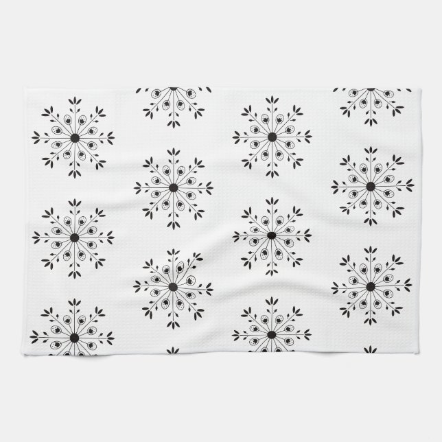 Modern Elegant Snowflake Christmas Simple Kitchen Towel (Horizontal)