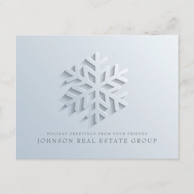 Modern Elegant Snowflake | Holiday Greetings Postcard (Front)
