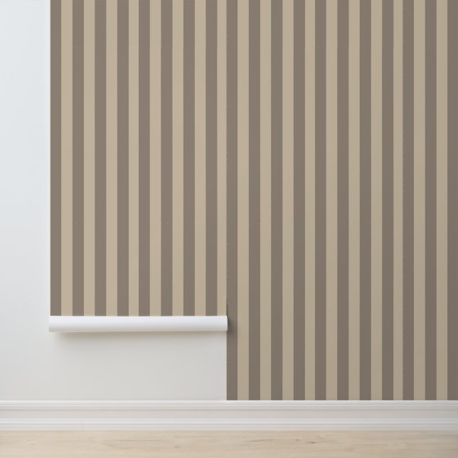 Modern Elegant Soft Brown Beige Stripes Wallpaper (Application)