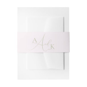Modern Elegant Soft Pink And Sage Green Invitation Belly Band