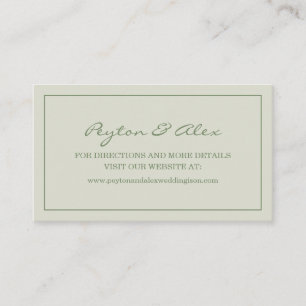Modern Elegant Soft Sage Green Wedding Website Business Card