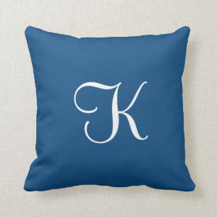 Modern Elegant Solid Classic Blue Custom Monogram Throw Pillow