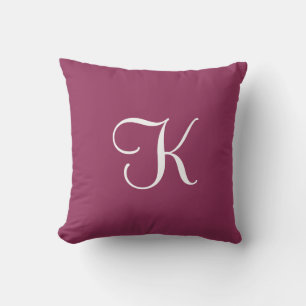 Modern Elegant Solid Mauve Plum Custom Monogram Throw Pillow
