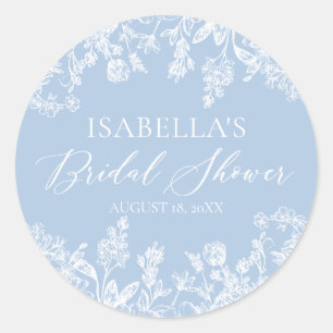 Modern Elegant Something Blue Bridal Shower  Classic Round Sticker