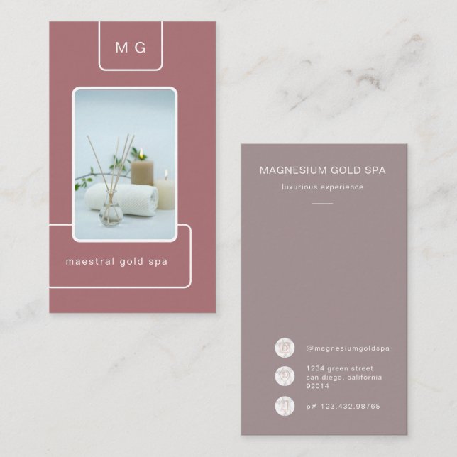 modern elegant spa photo Business Card (Front/Back)
