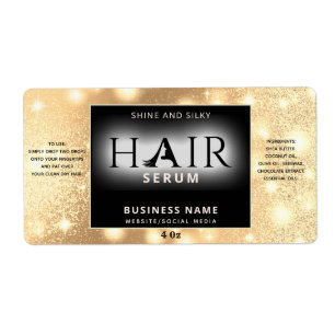 Modern elegant  sparkle  HAIR serum label