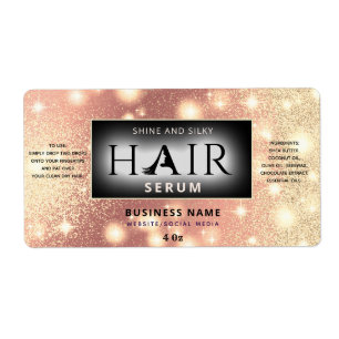 Modern elegant  sparkle  HAIR serum label