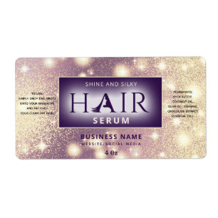 Modern elegant sparkle HAIR serum label