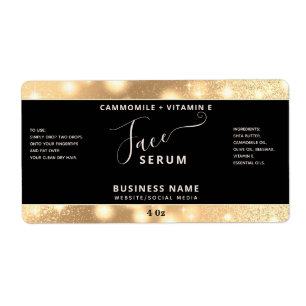 Modern elegant  sparkle script face serum label