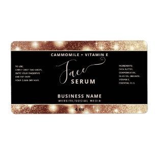 Modern elegant sparkle script face serum label