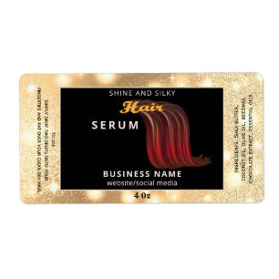 Modern elegant sparkle script hair serum label