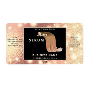 Modern elegant  sparkle script hair serum label