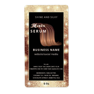 Modern elegant  sparkle script hair serum label