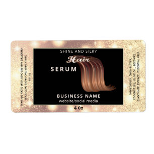 Modern elegant  sparkle script hair serum label