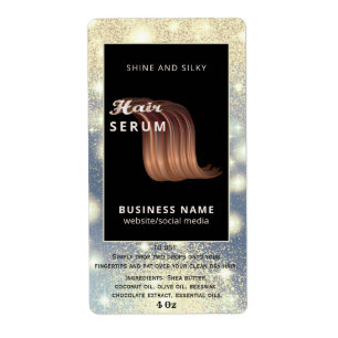 Modern elegant  sparkle script hair serum label