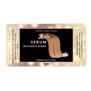 Modern elegant  sparkle script hair serum label