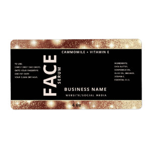 Modern elegant  sparkle simple face serum label