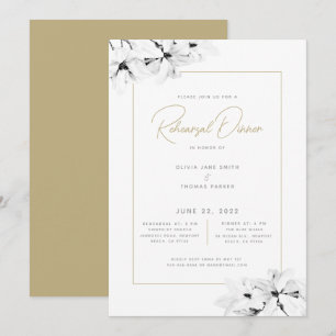 Modern Elegant Spring Magnolias Rehearsal Dinner Invitation