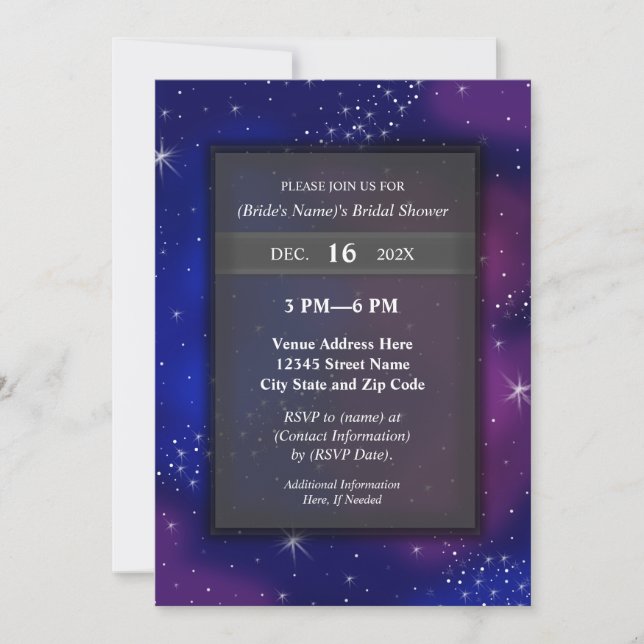 Modern Elegant Star Night Sky Galaxy Bridal Shower Invitation (Front)